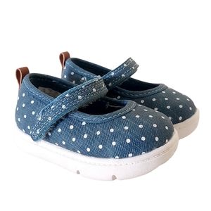 Carter's Baby Girl Blue Polka Dot Every Step Mary Janes Size 2.5